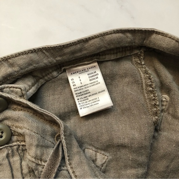 American Eagle Outfitters Olive Cargo Linen Blend Pant - Picture 7 of 14